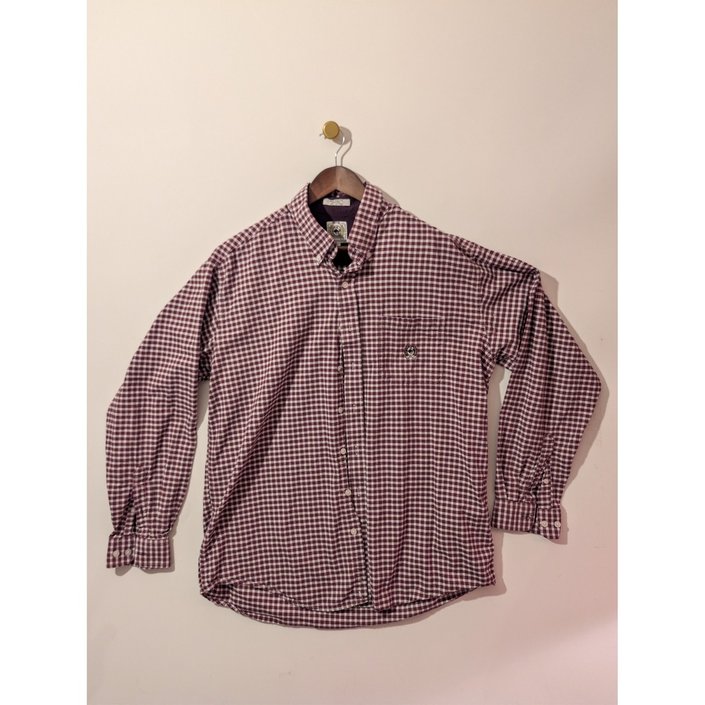 Cinch Button Down Shirt Mens Large Burgundy Gingham Excellent Western Workwear
